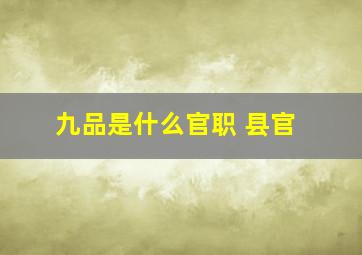 九品是什么官职 县官